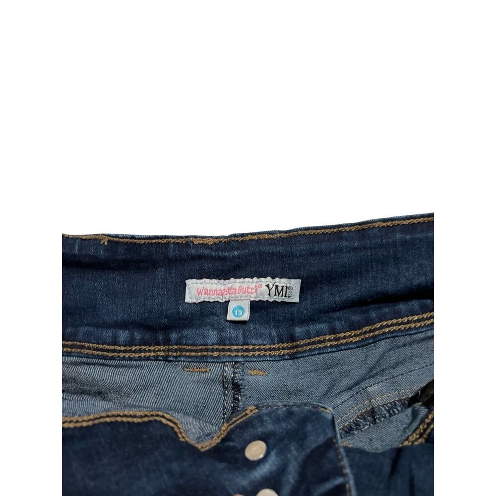 YMI Dark Wash Distressed Jean Shorts Size 13 - Picture 3 of 7